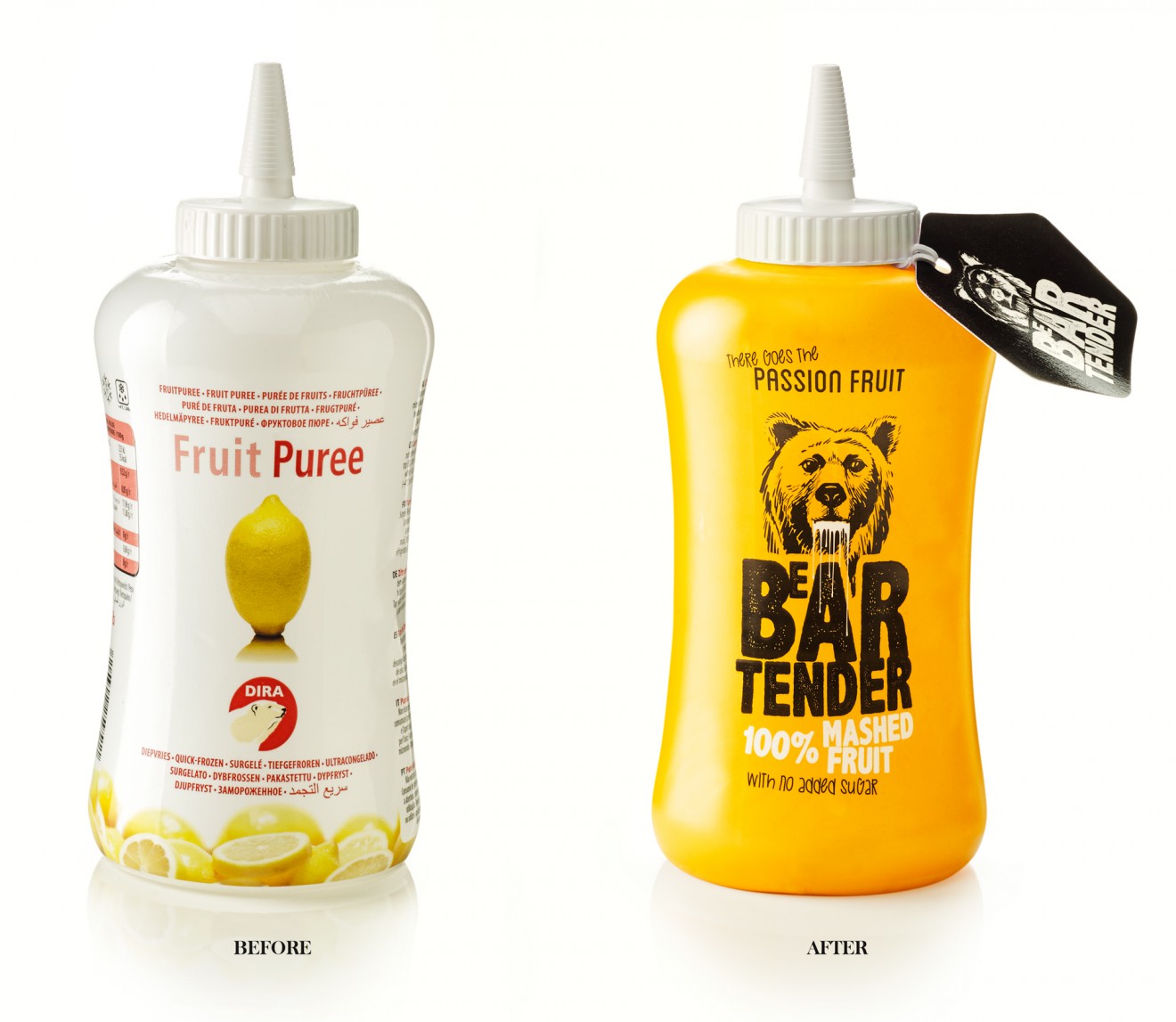 Quatre Mains package design - cocktail, fruit, mashed