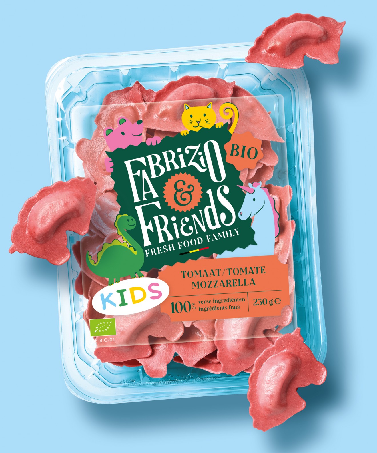 Quatre Mains package design - Fresh pasta packaging for Fabrizio & Friends