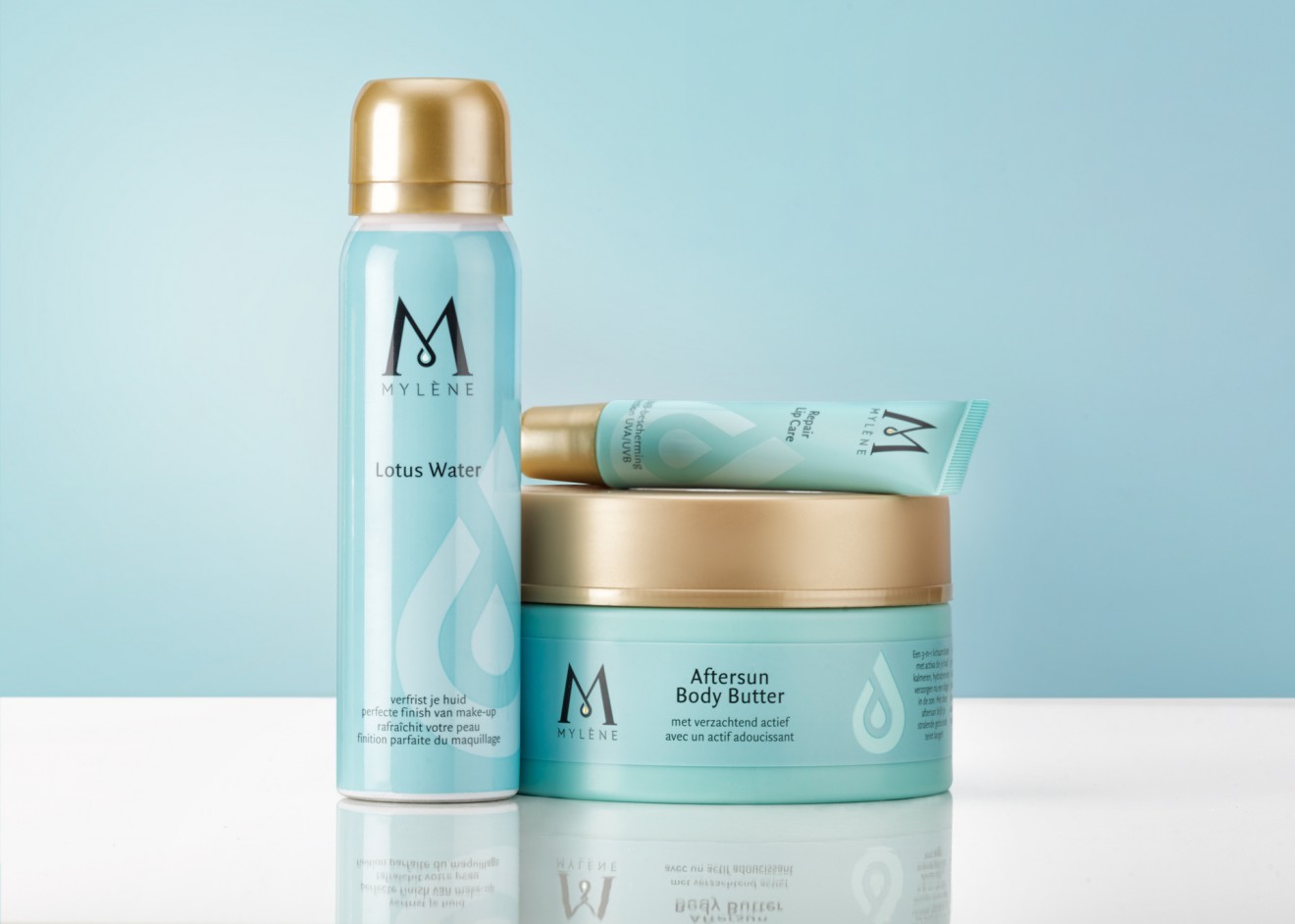 Quatre Mains package design - aftersun, mylène, quatre mains