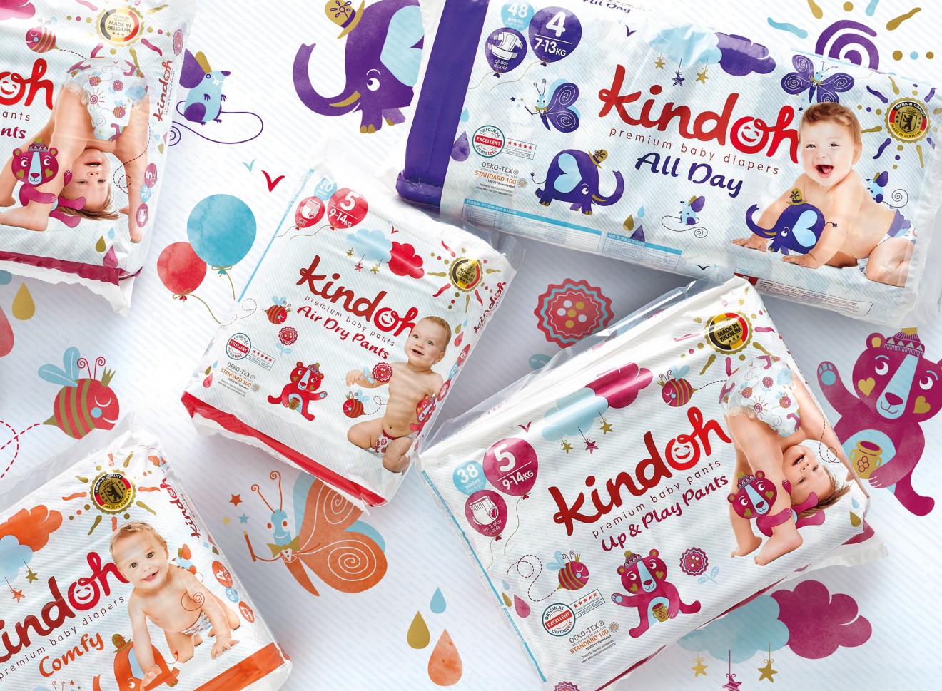 Quatre Mains package design - baby, care products, kindoh, quatre mains