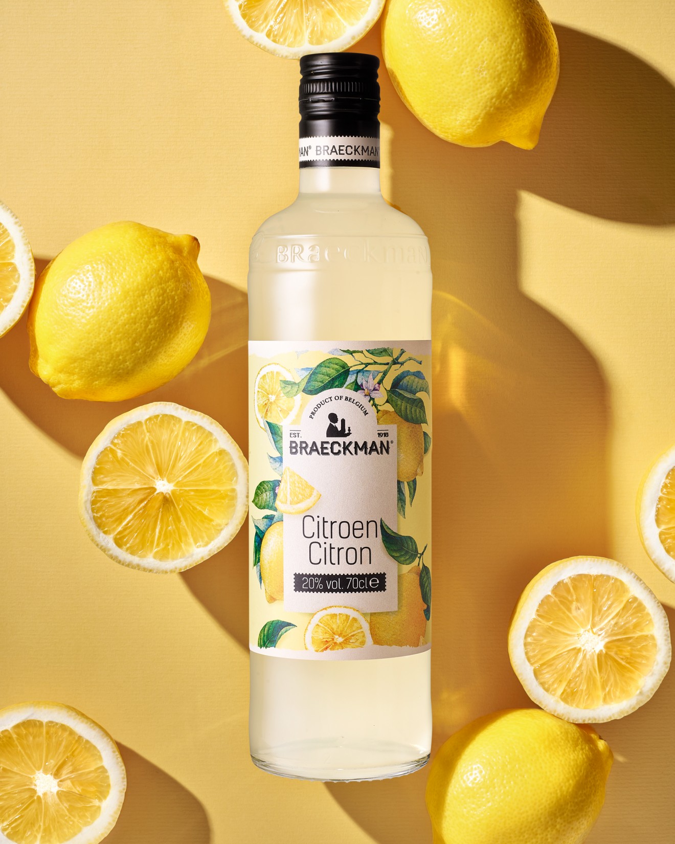 Quatre Mains package design - lemon, genever, alcohol