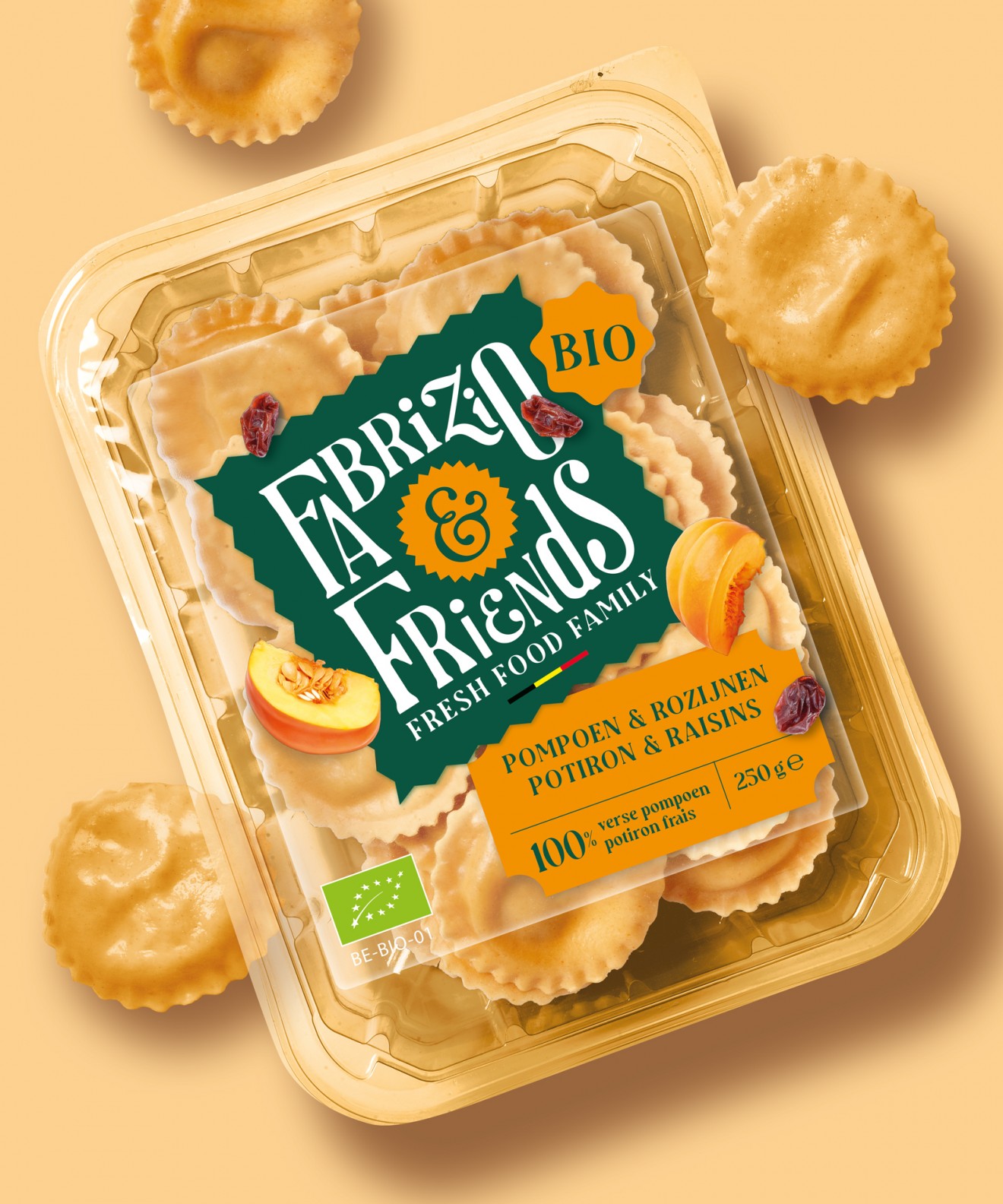 Quatre Mains package design - Fresh pasta packaging for Fabrizio & Friends