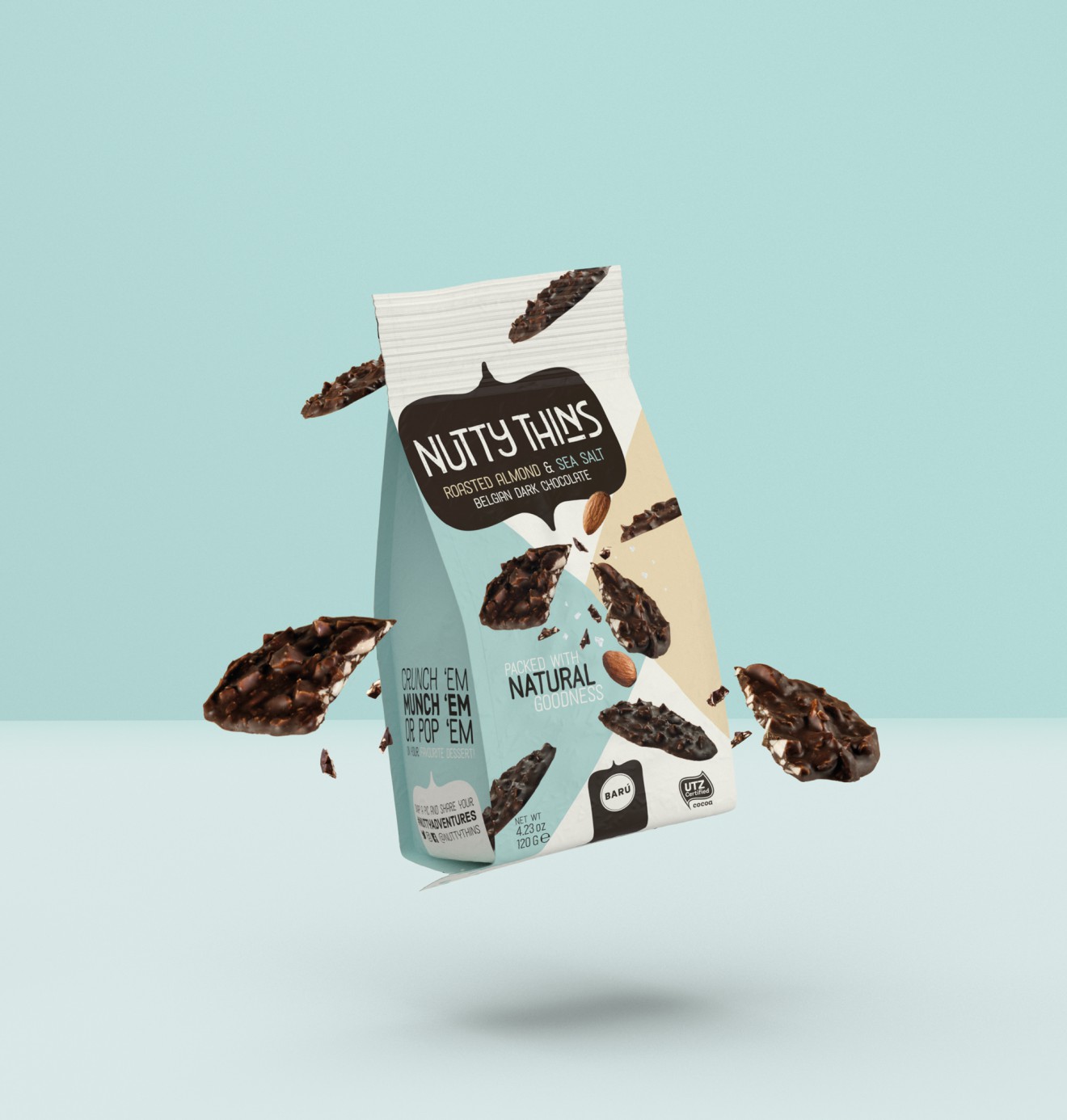 Quatre Mains package design - packaging, crunchy, baru, quatre mains