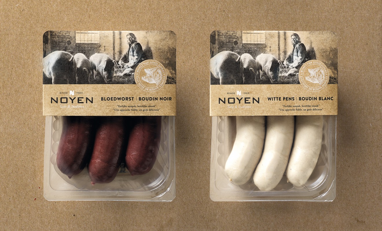 Quatre Mains package design - pensen, bloedworst, witte pens, verpakking