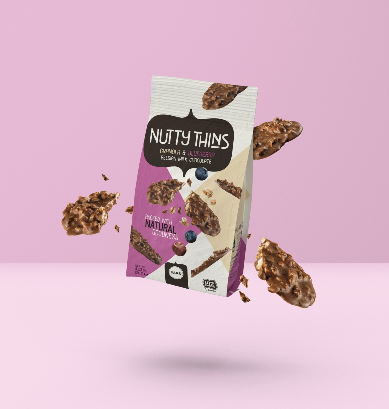 Quatre Mains package design - indulgence, lekker, krokant, snacking