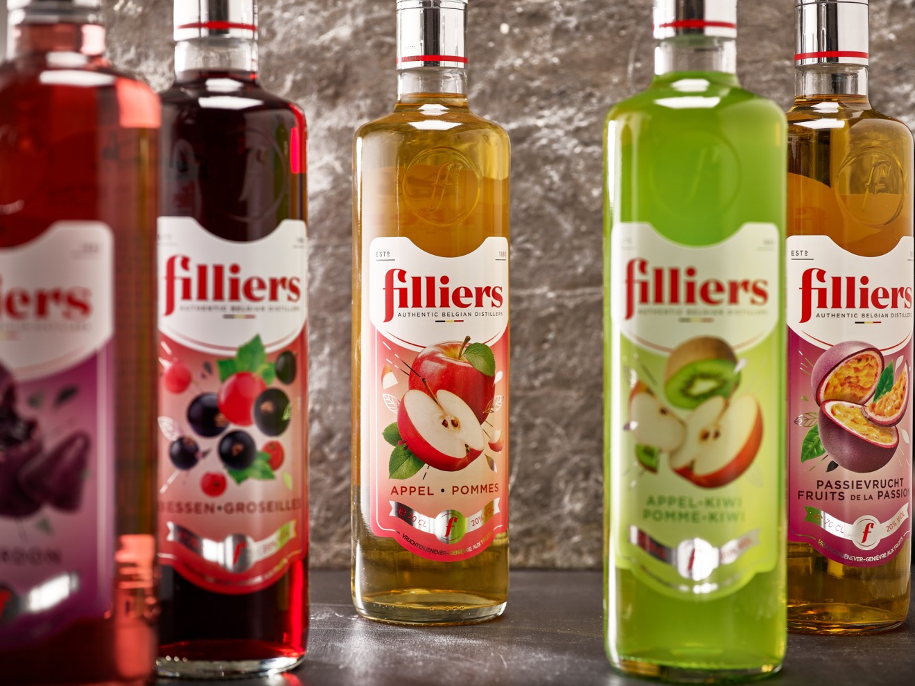Quatre Mains package design - Filliers Fruit & Cream Jenevers