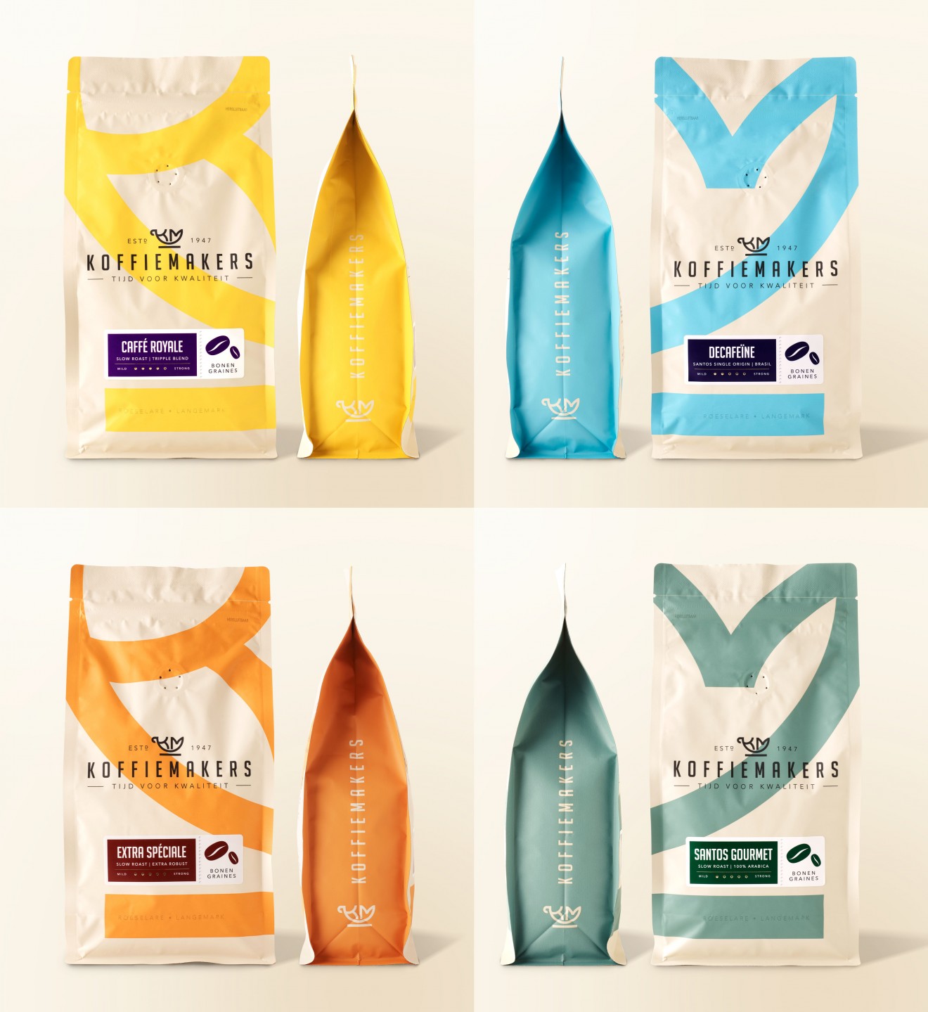 Quatre Mains package design - Coffee packaging identity for Koffiemakers