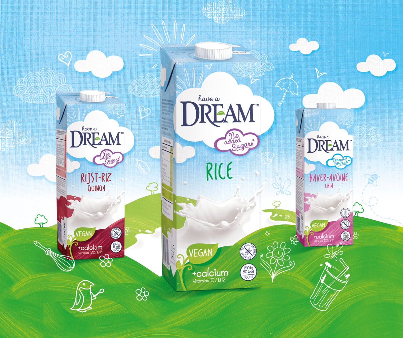 Quatre Mains package design - Hain, Dream, non dairy, Quatre mains