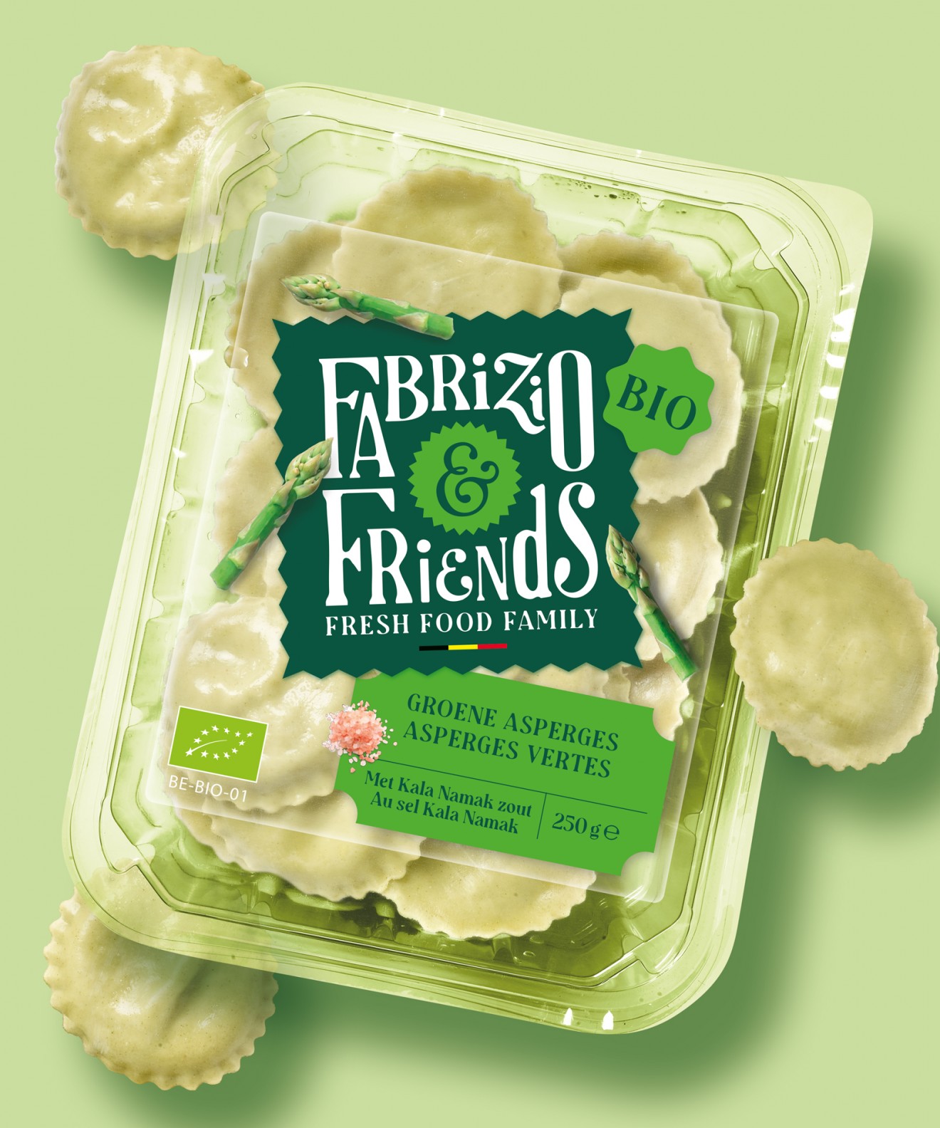 Quatre Mains package design - Fresh pasta packaging for Fabrizio & Friends