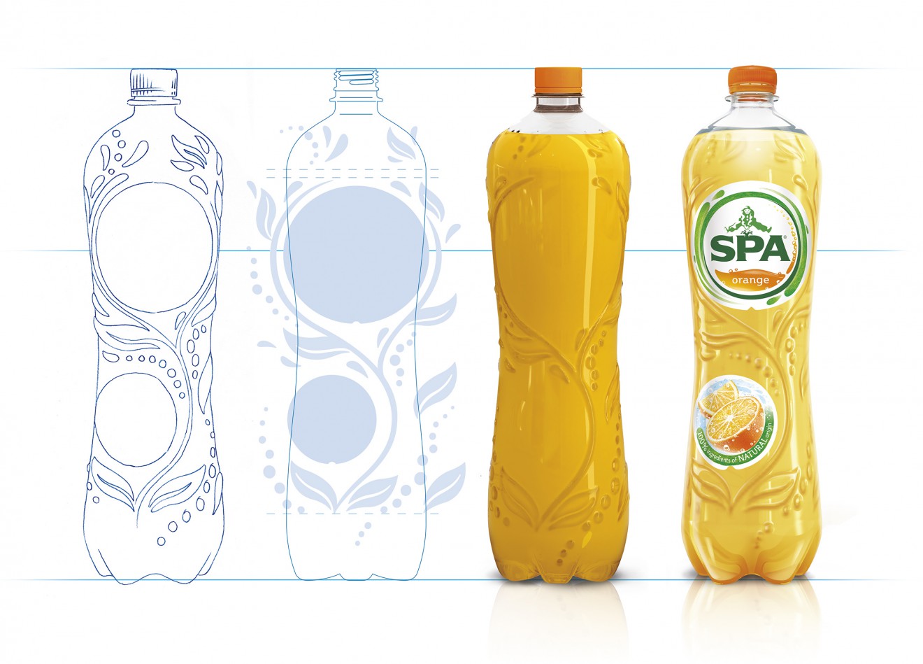 Quatre Mains package design - Drawing, sketch, bottle, Spadel