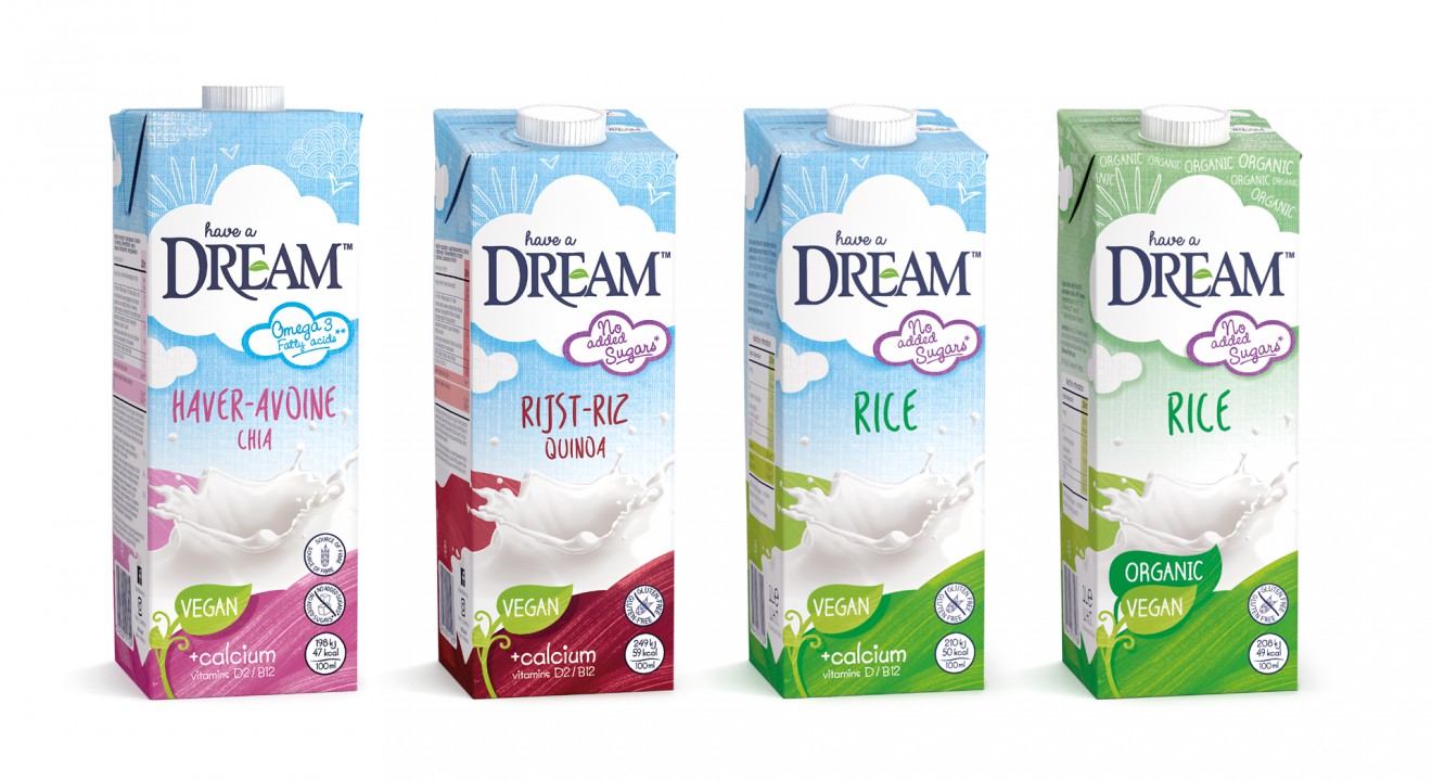 Quatre Mains package design - glutenfree, vegan, organic, milk, quatre mains