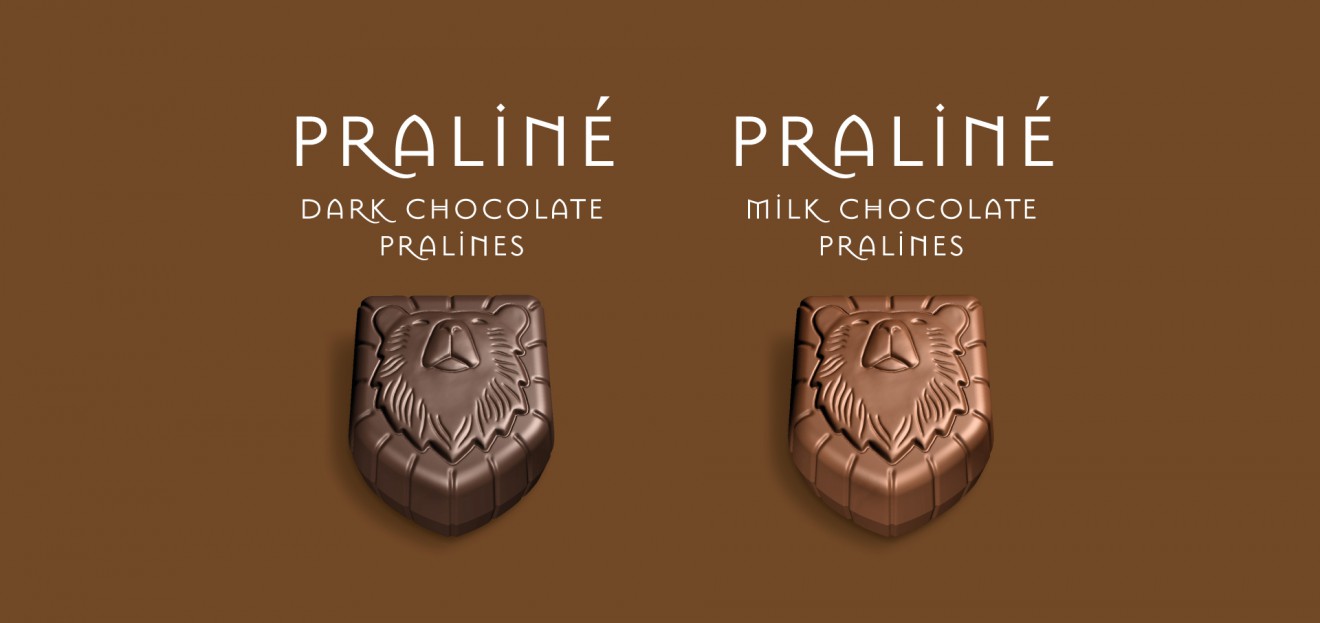 Quatre Mains package design - oxygenium, pralines, chocolates