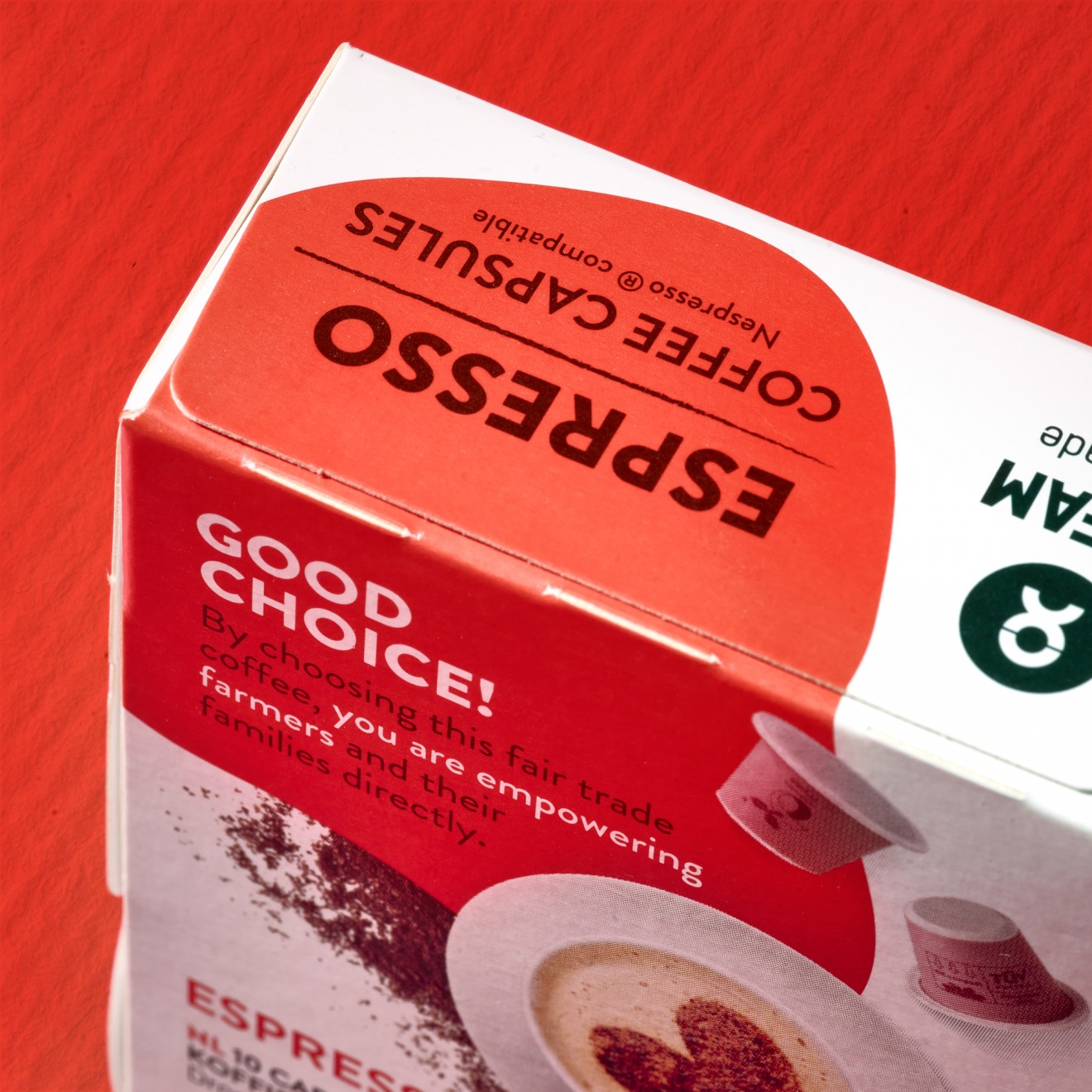 Quatre Mains package design - espresso, oxfam, redesign