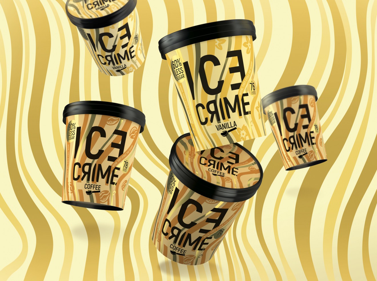 Quatre Mains package design - vanilla, almond, ice crime, packaging