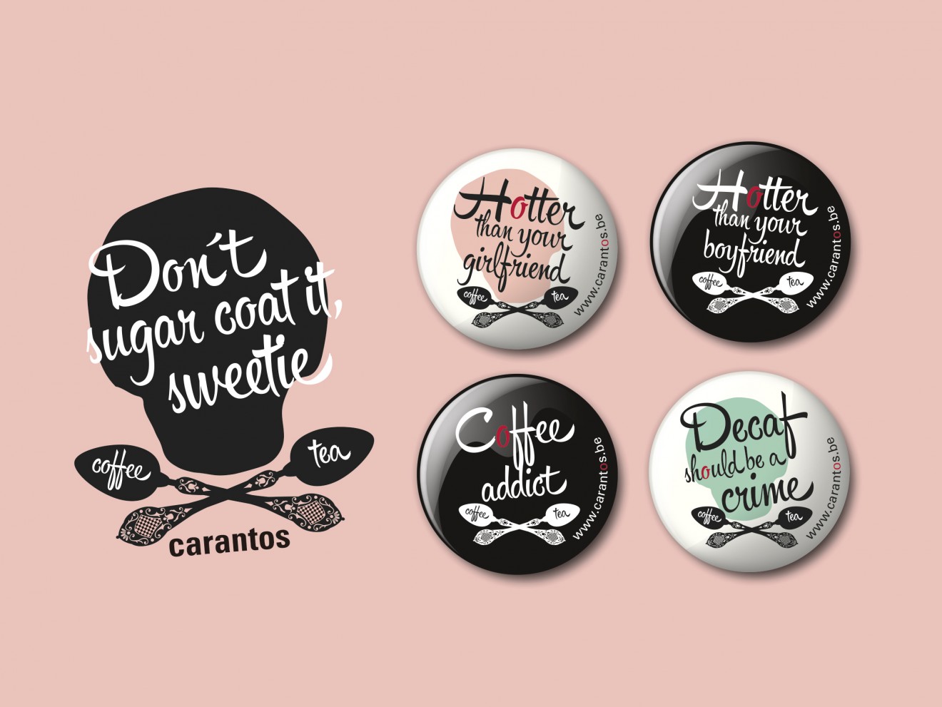 Quatre Mains package design - Pins, Carantos, Slogans, Skull
