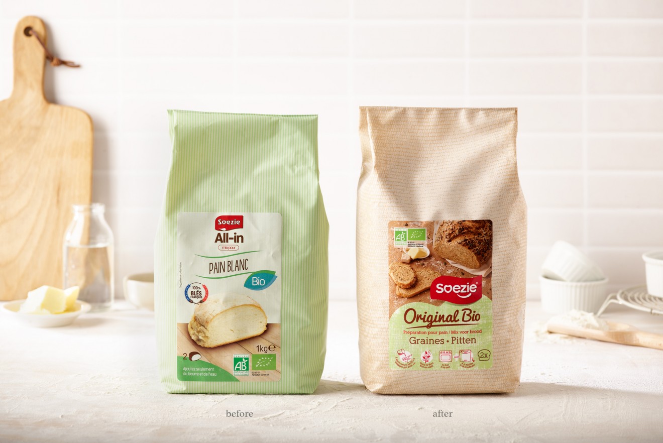 Quatre Mains package design - before after, bio range