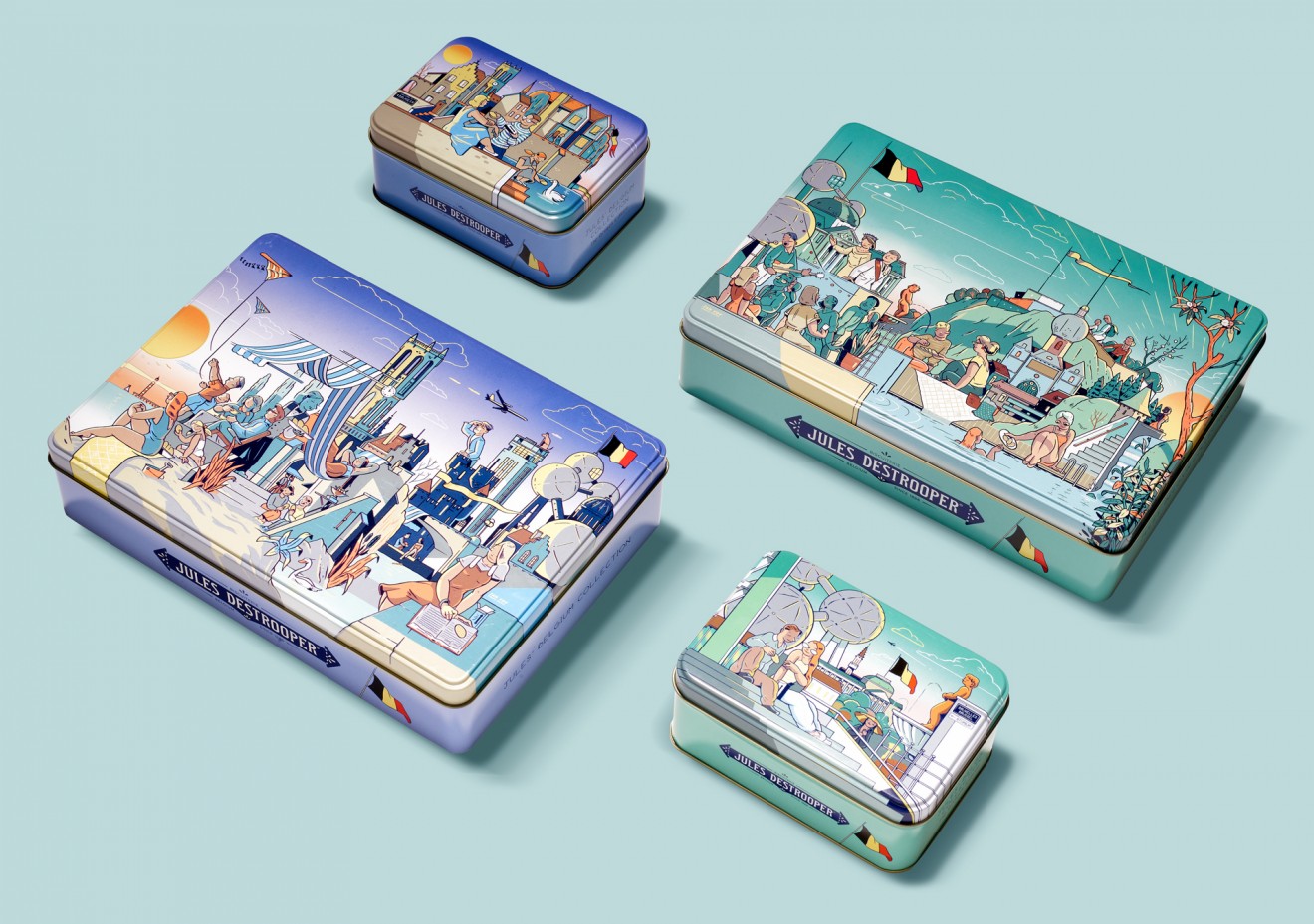 Quatre Mains package design - Belgian Biscuit Tins for Jules Destrooper