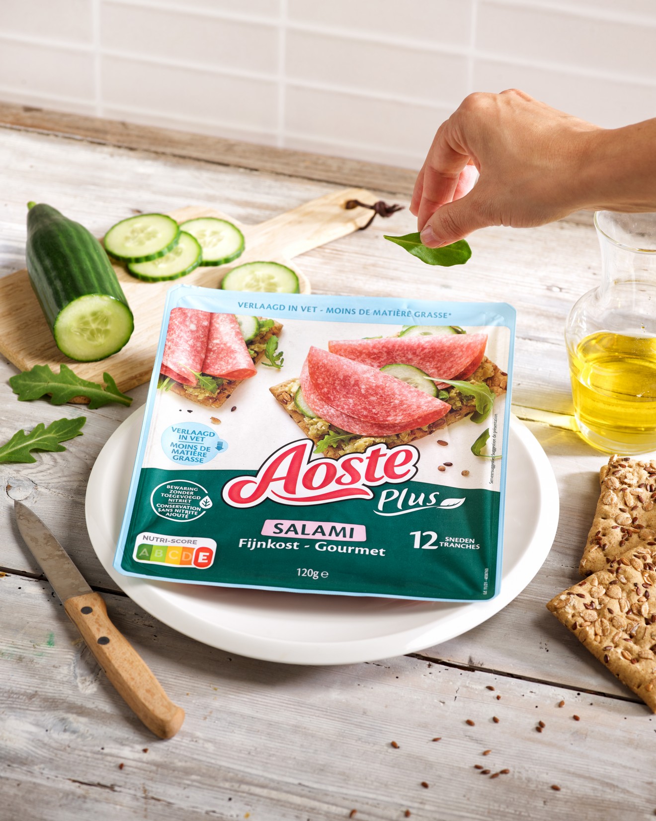 Quatre Mains package design - salami, cucumber, lunch