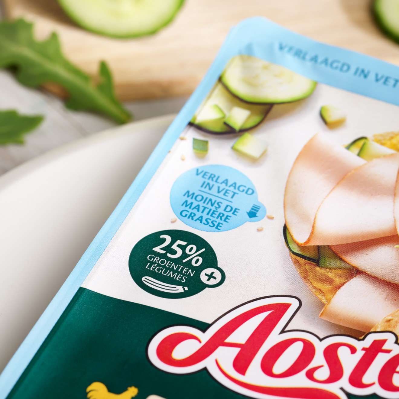 Quatre Mains package design - detail, added vegetables, reduced fat