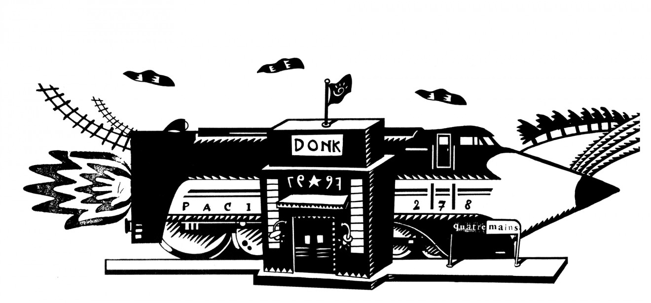 Quatre Mains package design - station, donk, illustratie, Train, Creativity
