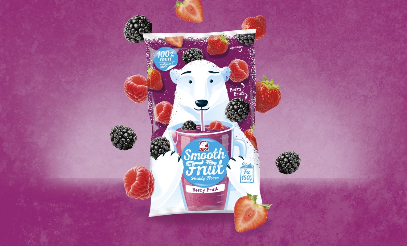Quatre Mains package design - smoothie, berry, healthy