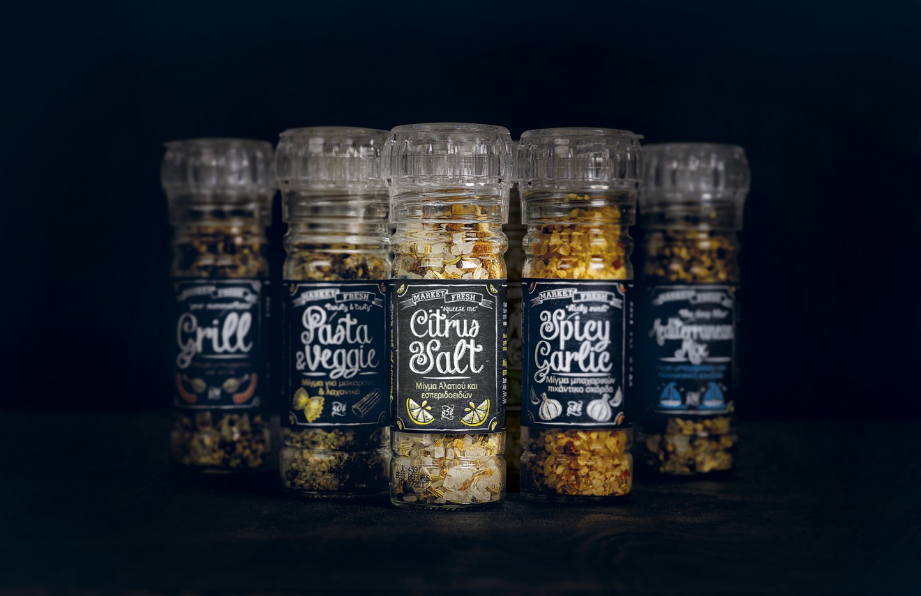 Quatre Mains package design - Line up, Market Fresh, Citrus Salt