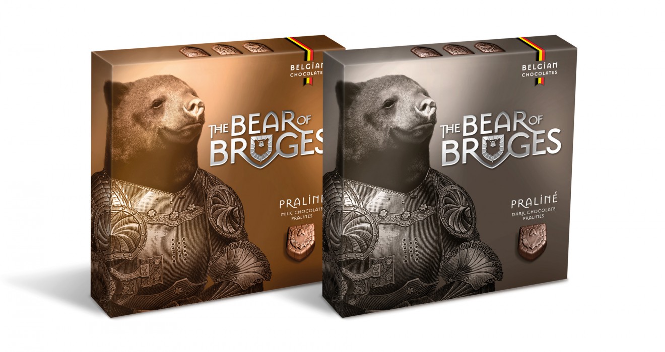 Quatre Mains package design - branding, packaging, bear, bruges