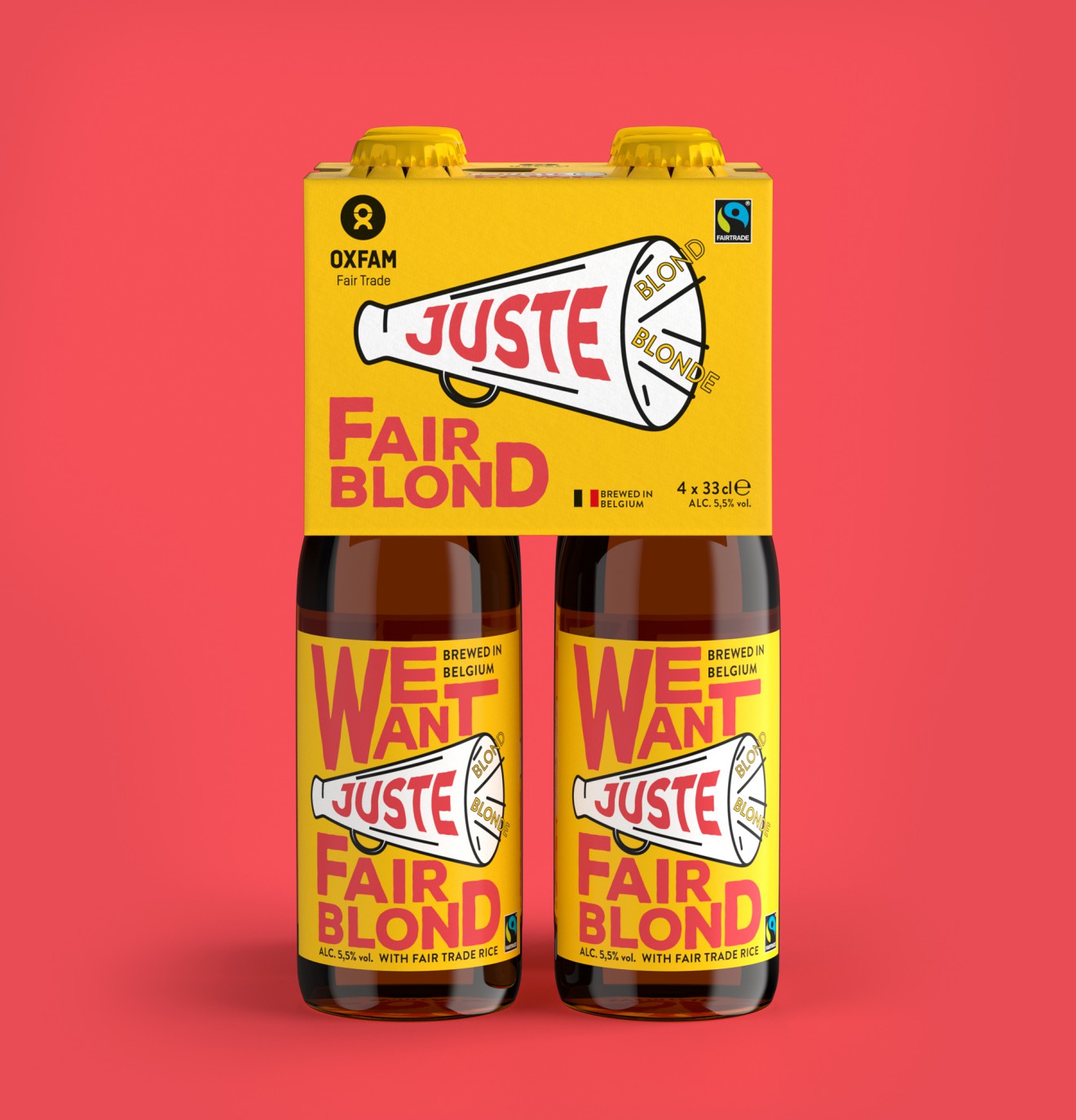 Quatre Mains package design - blond, fairtrade, belgian, beer
