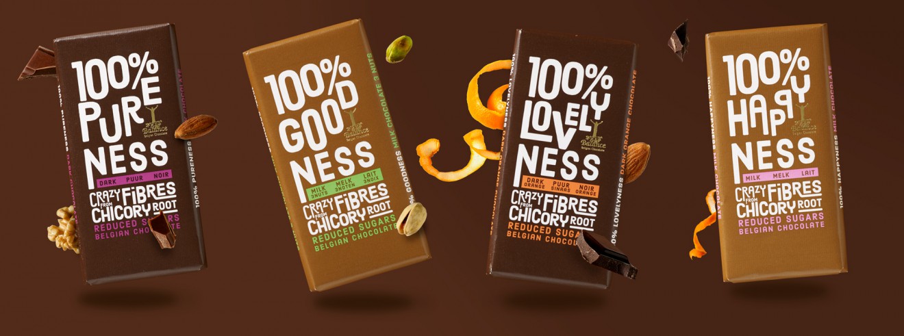 Quatre Mains package design - chocolate, flavours, orange, pistache, almond