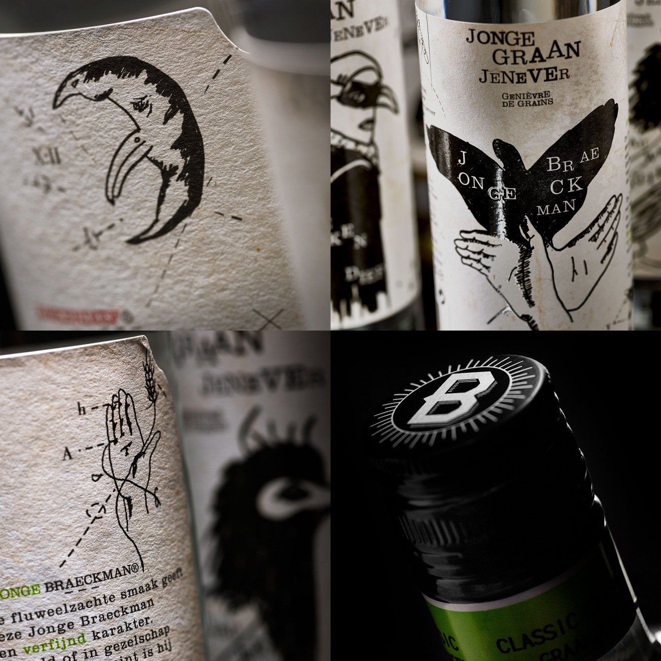 Quatre Mains package design - detail, bottle design, packaging, label