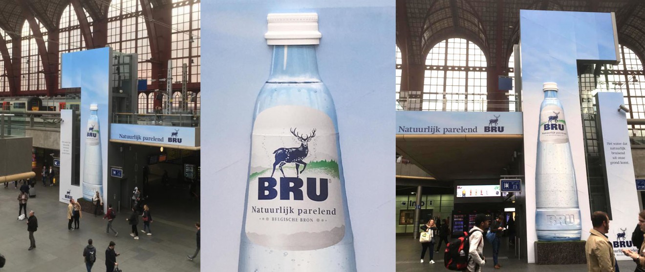 Quatre Mains package design - billboard, bru, water, quatre mains, design, packaging