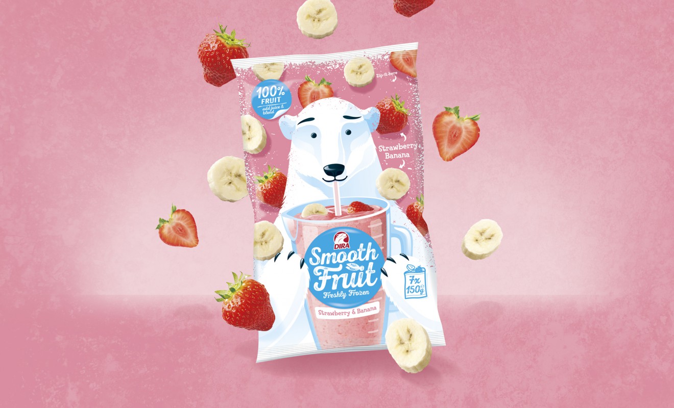 Quatre Mains package design - packaging, smoothies, polar bear