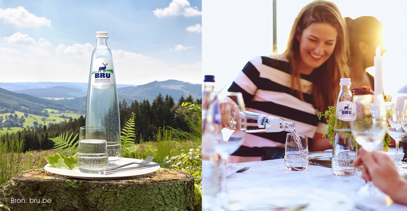 Quatre Mains package design - campaign, bru, mineral water, quatre mains