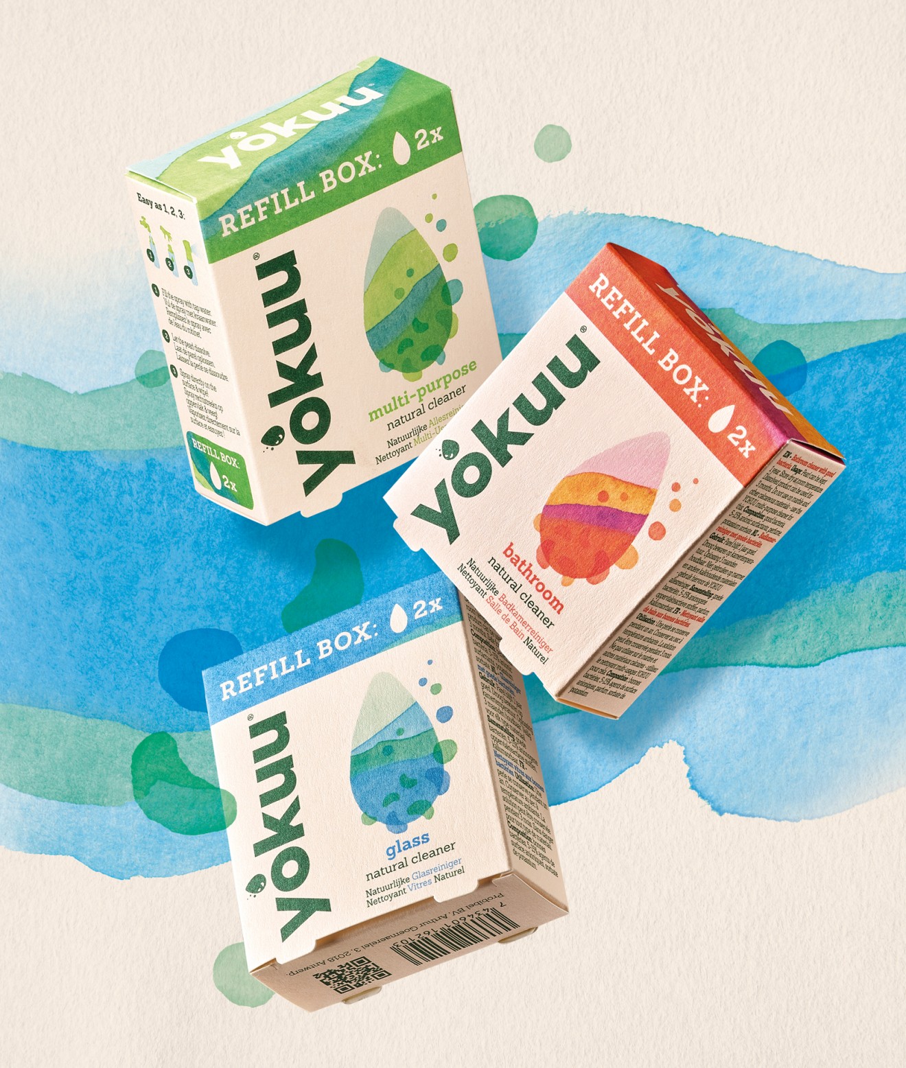 Quatre Mains package design - restyling, bacteria, cleaner, quatre mains