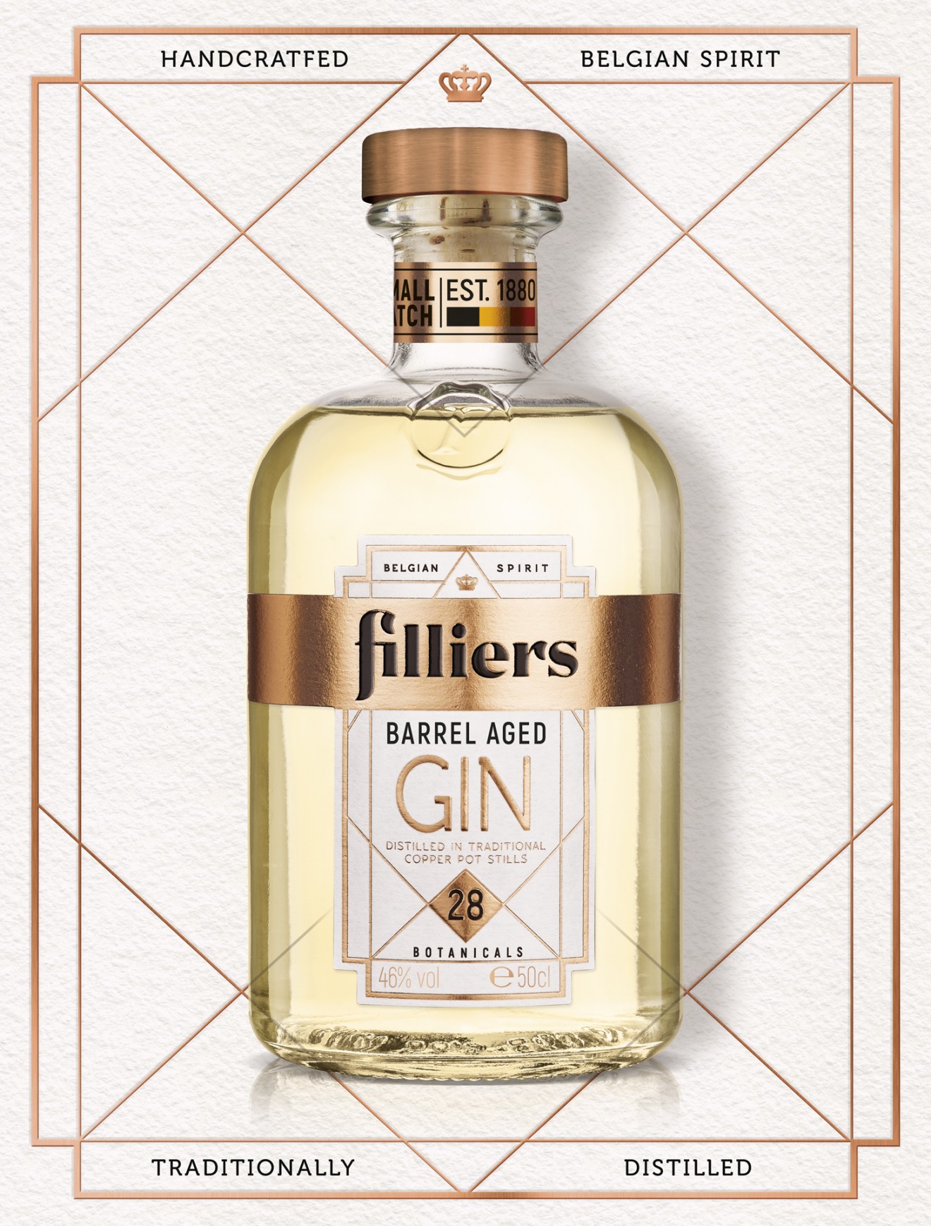 Quatre Mains package design - Filliers Gin packaging design