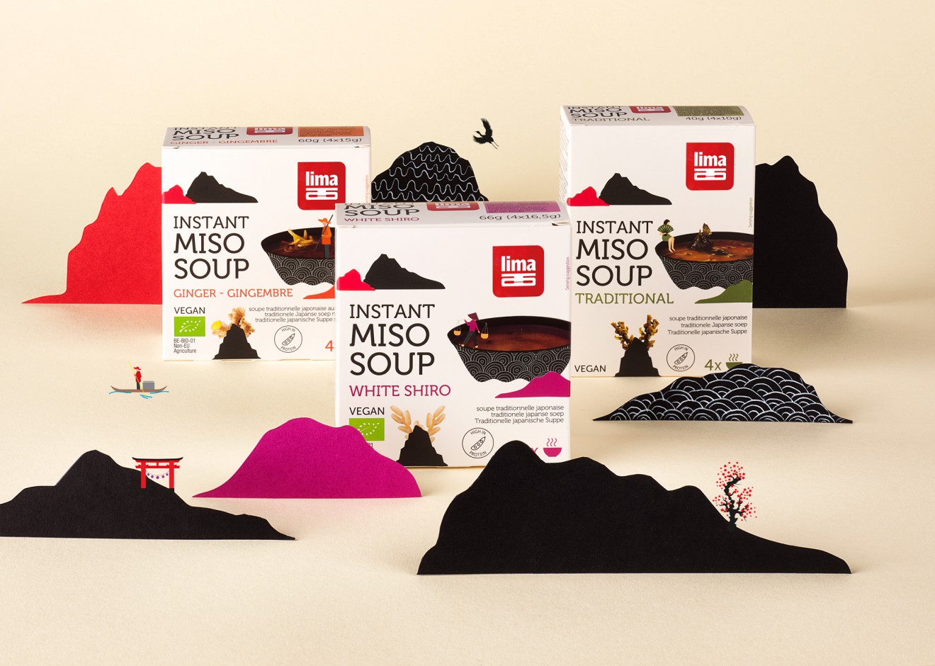 Quatre Mains package design - japanese food, miso, soup