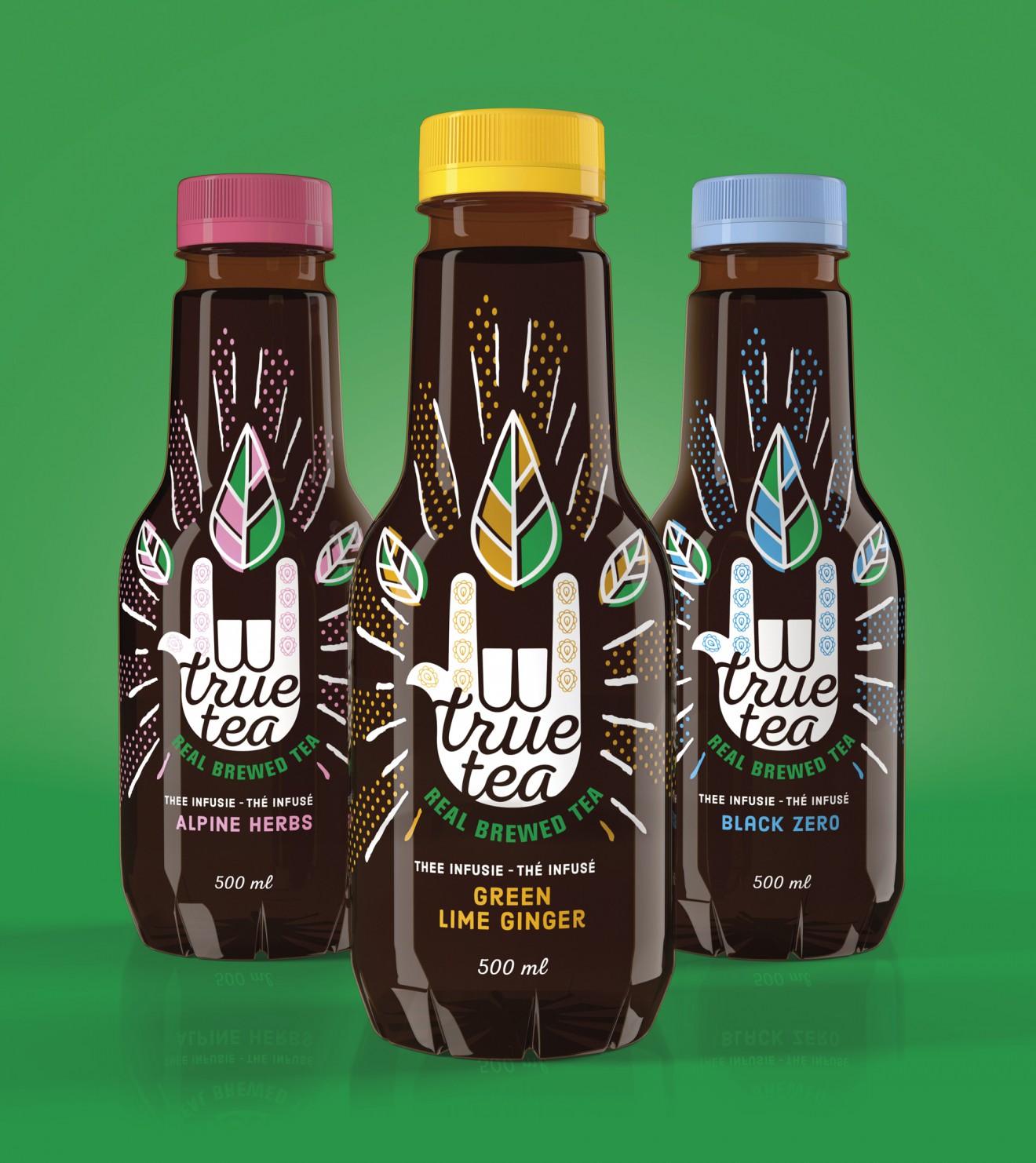 Quatre Mains package design - true tea, ice tea, delhaize, packaging design