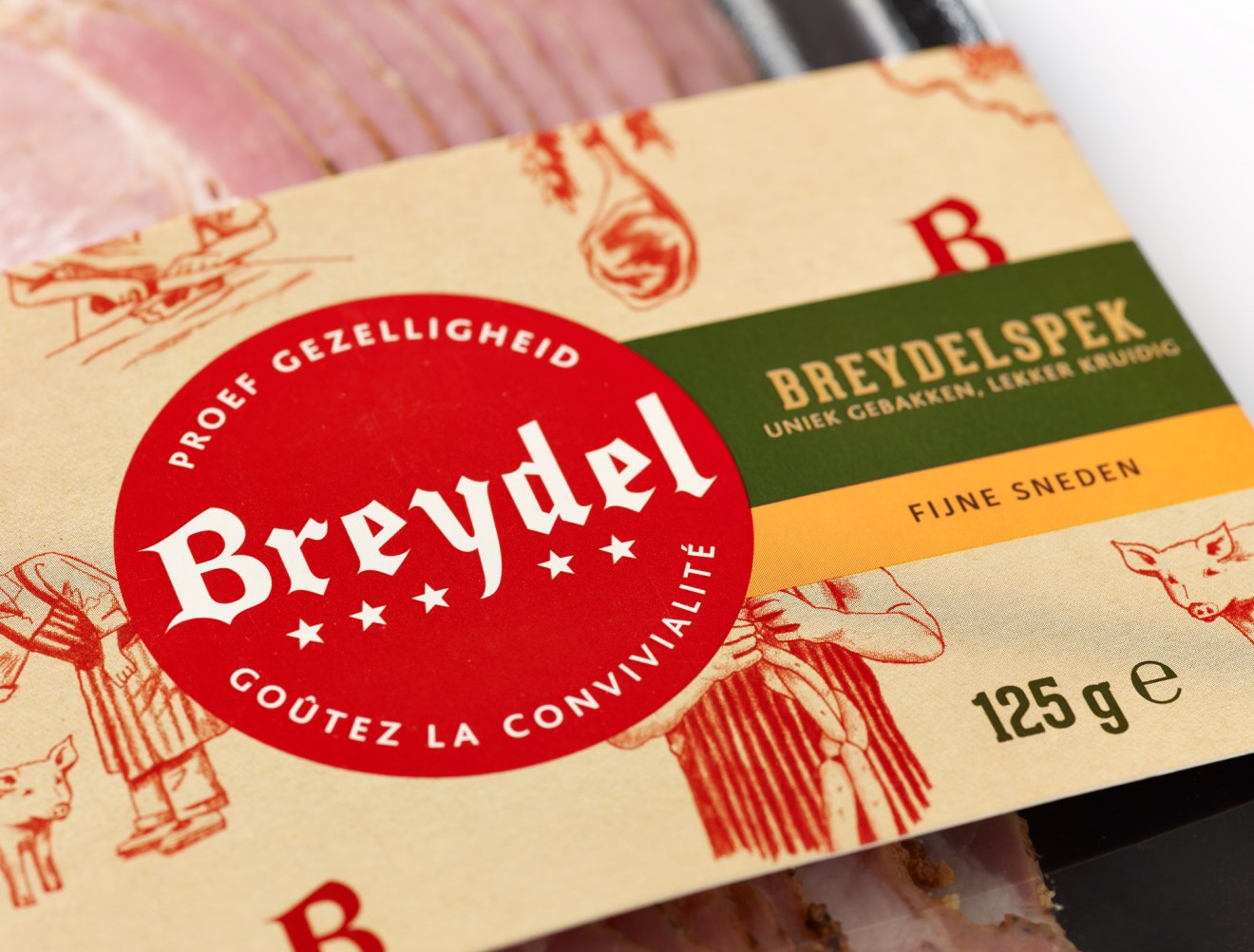Quatre Mains package design - craft, green, vleesbrood, mosterd