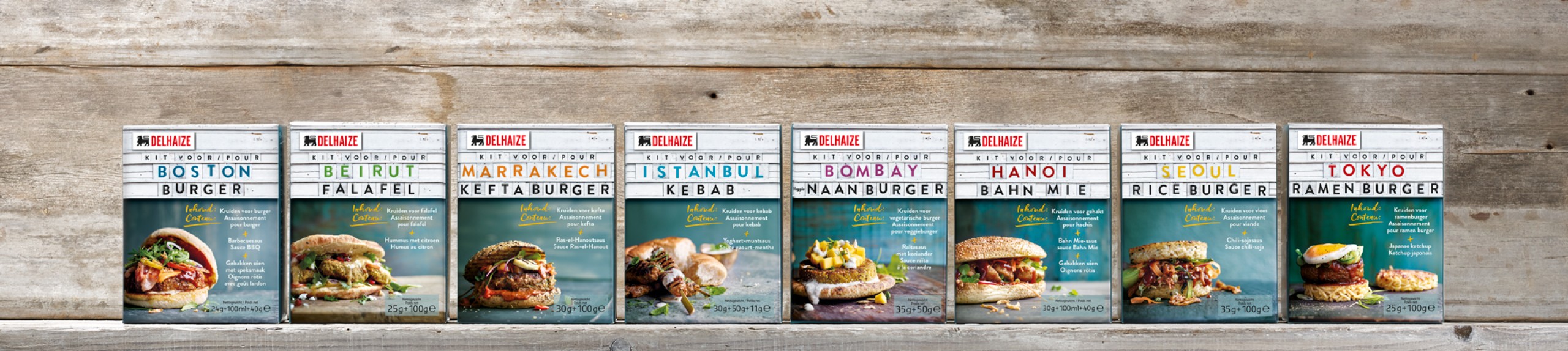 Quatre Mains package design - Package design gourmet burger, delhaize, quatre mains