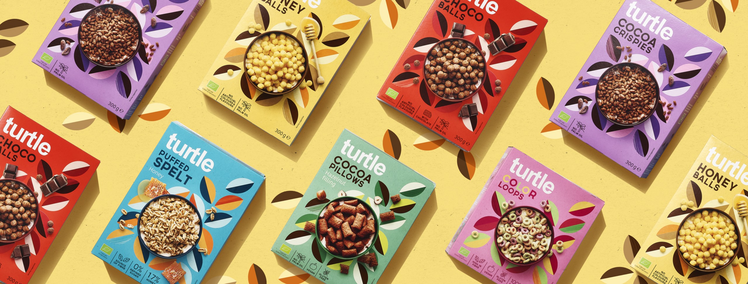 Quatre Mains package design - Package design healthy, cereals, retro, vintage, pattern, decorative, quatre mains, turtle
